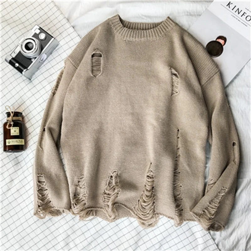 New Men Autumn Winter Vintage Ripped Destroyed Holes Knitted Sweater Japan Style Streetwear Women Couple Casual Knitwear Jumper
New Men Autumn Winter Vintage Ripped Destroyed Holes Knitted Sweater Japan Style Streetwear Women Couple Casual Knitwear Jumper