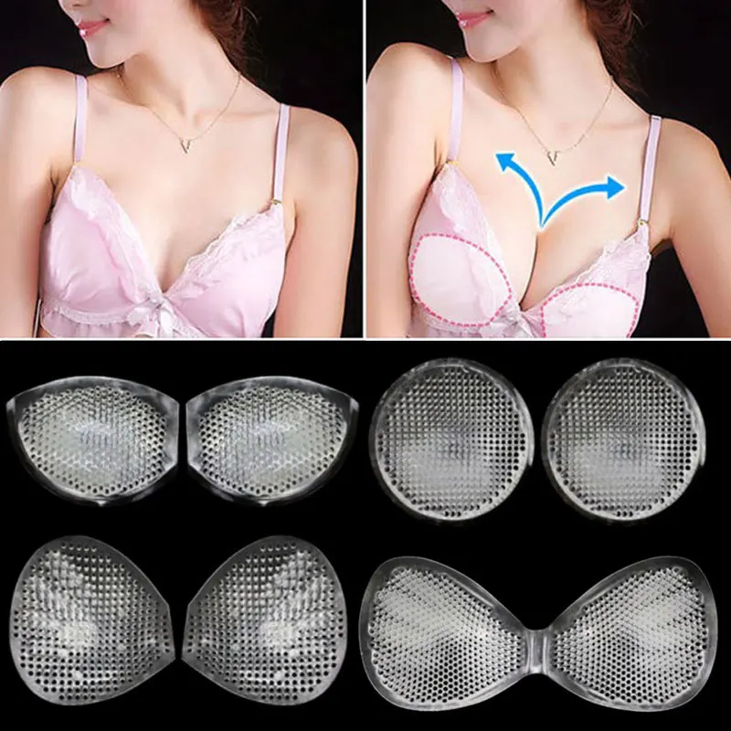 

Silicone Gel Bra Inserts Breathable and Reusable Breast Enhancers Pads Clear Push Up Breast Cups Increase Your Cup Size