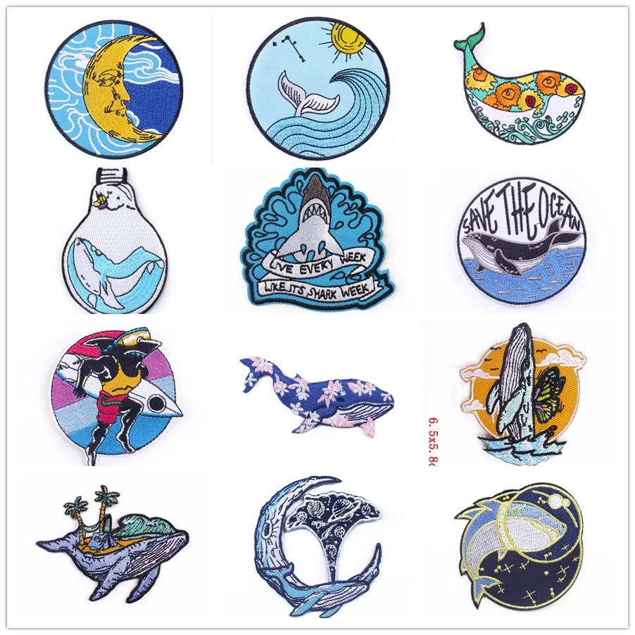 10 шт., нашивки с вышивкой в виде морских животных 
10 шт., нашивки с вышивкой в виде морских животных