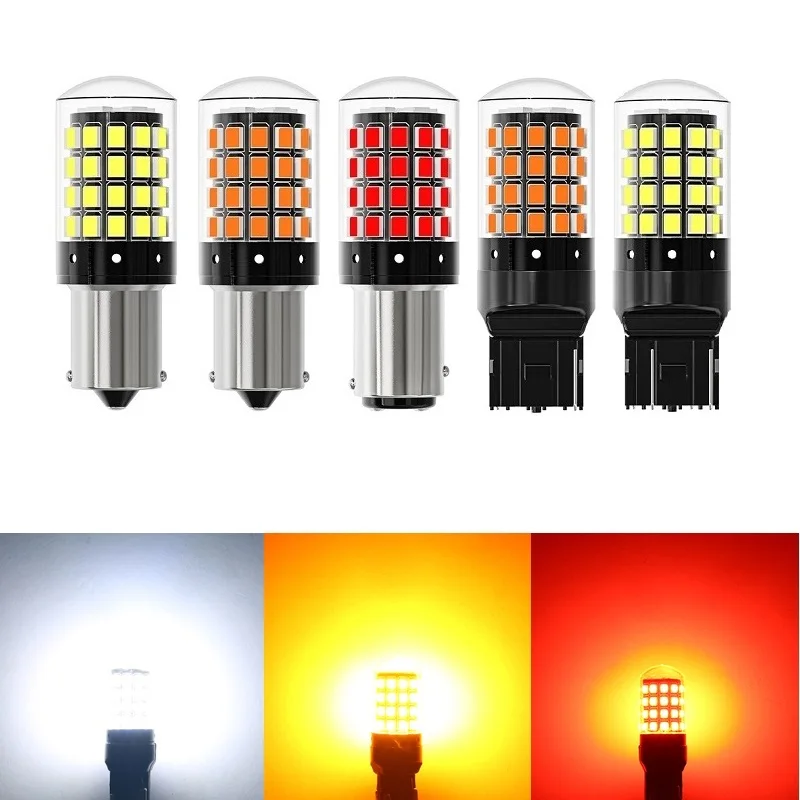 

1PCS 1156 BA15S P21W BAU15S PY21W 7440 W21W P21/5W 1157 BAY15D 7443 White LED Bulbs 54smd CanBus Lamp Reverse Turn Signal Light