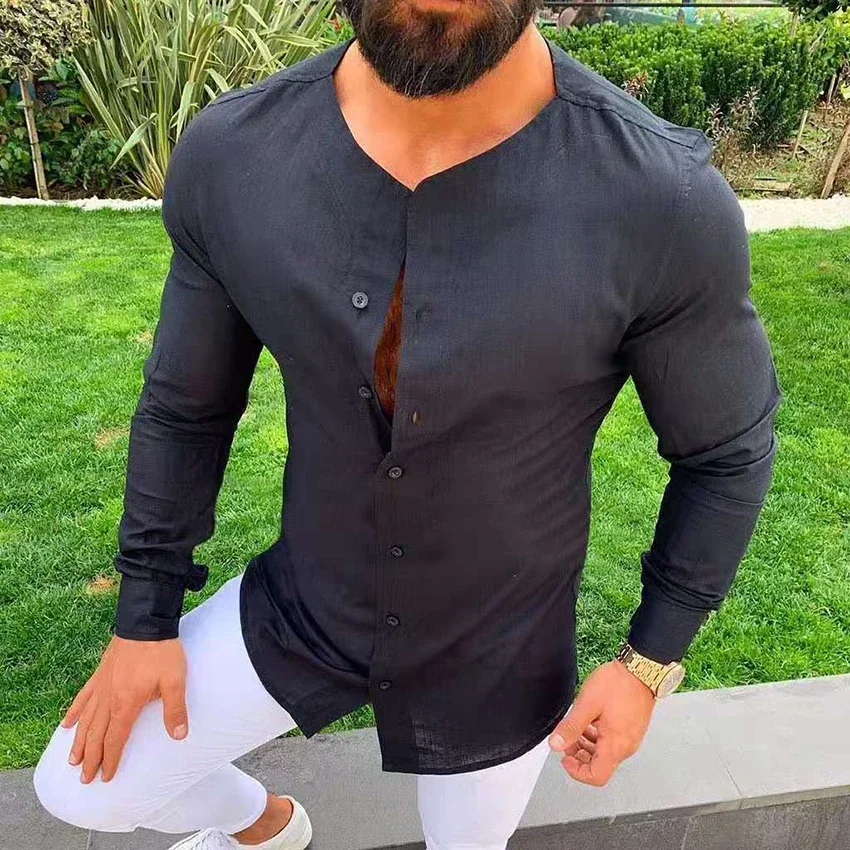 Shirt Spring Autumn Male shirts Fashion Tees Long Sleeve Single Breasted Casual Men Shirt for Daily Stand Collar Tops Clothing
Shirt Spring Autumn Male shirts Fashion Tees Long Sleeve Single Breasted Casual Men Shirt for Daily Stand Collar Tops Clothing
