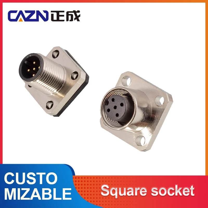 

CAZN M12 Plastic Waterproof Male Female Plug SquareSocket Aviation Connector 2Pin 3Pin 4Pin 5Pin 6Pin 8Pin 12Pin 17Pin Adapter