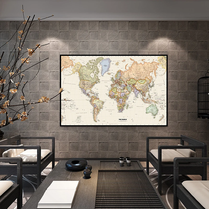 75*50cm The World Political Map with Details Vintage Canvas Painting Art Poster School Supplies Living Room Home Decoration
75*50cm The World Political Map with Details Vintage Canvas Painting Art Poster School Supplies Living Room Home Decoration