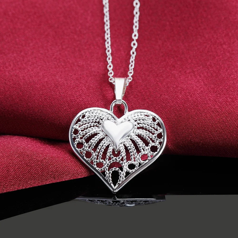 Beautiful romantic Heart Pendant 925 Sterling Silver Necklace For Women Holiday gift Wedding engagement party Fashion Jewelry
Beautiful romantic Heart Pendant 925 Sterling Silver Necklace For Women Holiday gift Wedding engagement party Fashion Jewelry