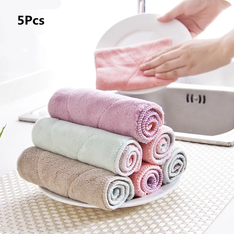 5Pcs Thicken Coral Fleece Cleaning Cloth Towel Scouring Pad Dishcloth Super Absorbent Non-Greasy Household Kitchen Wiping Rags
5Pcs Thicken Coral Fleece Cleaning Cloth Towel Scouring Pad Dishcloth Super Absorbent Non-Greasy Household Kitchen Wiping Rags