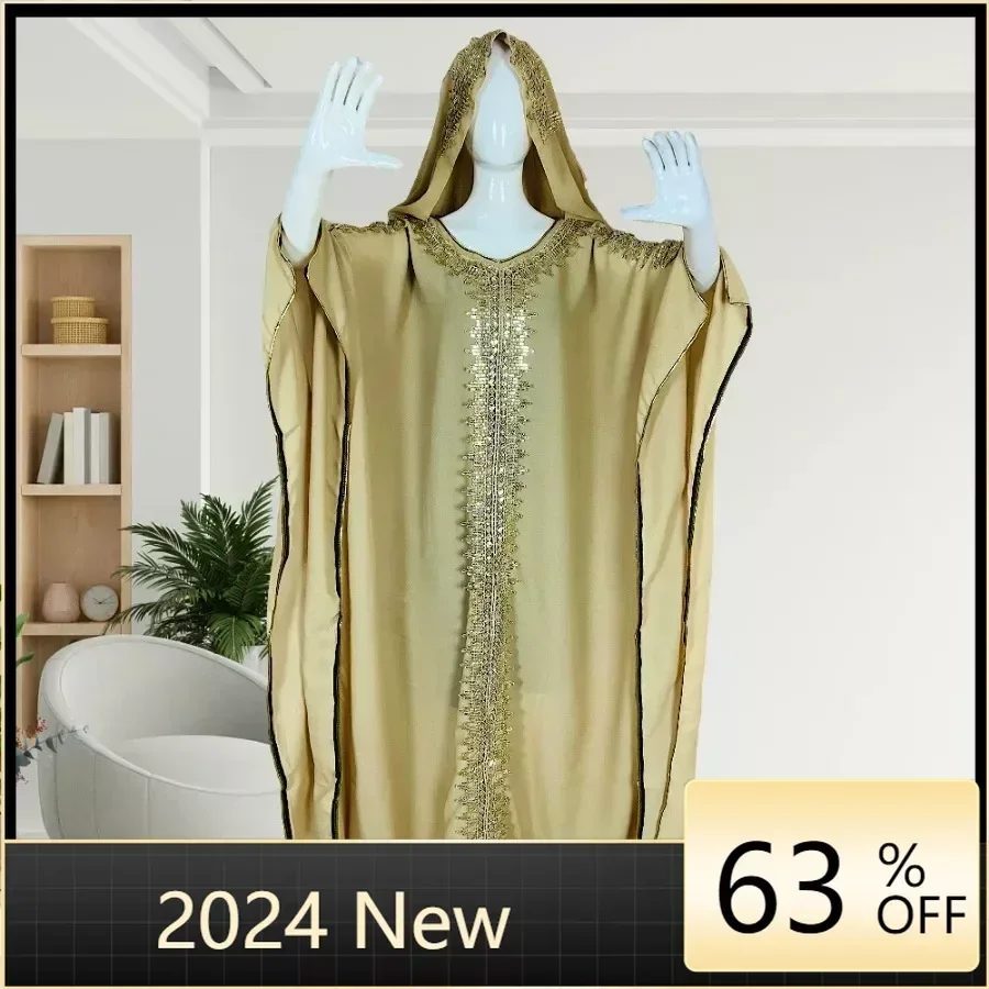 

2024 платья свободного размера из африканского шифона для Женщин Дашики традиционный халат кафтан элегантное платье для свадебной вечеринки Рамадан Дубай абайя