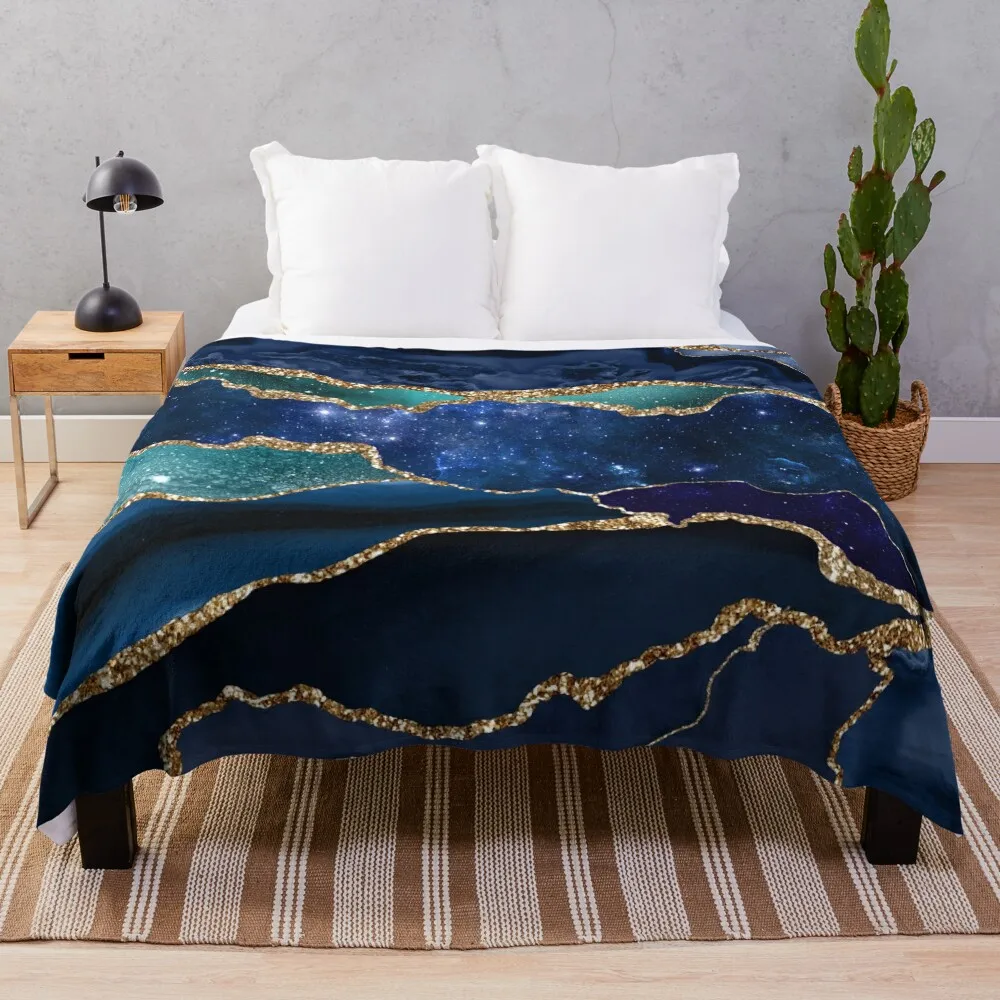 

Glamour Milky Way Faux Marble Galaxy I Throw Blanket Picnic Blanket Flannel Blanket