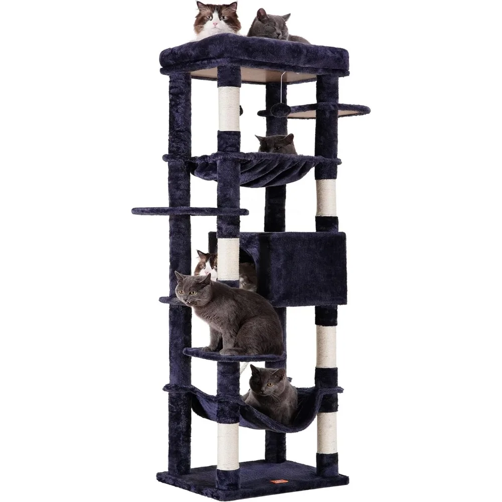 

Heybly Cat Tree for Large Cats 20 lbs Heavy Duty,69 inches XXL Cat Tower for Indoor Cats,Multi-Level Cat Furniture Condo