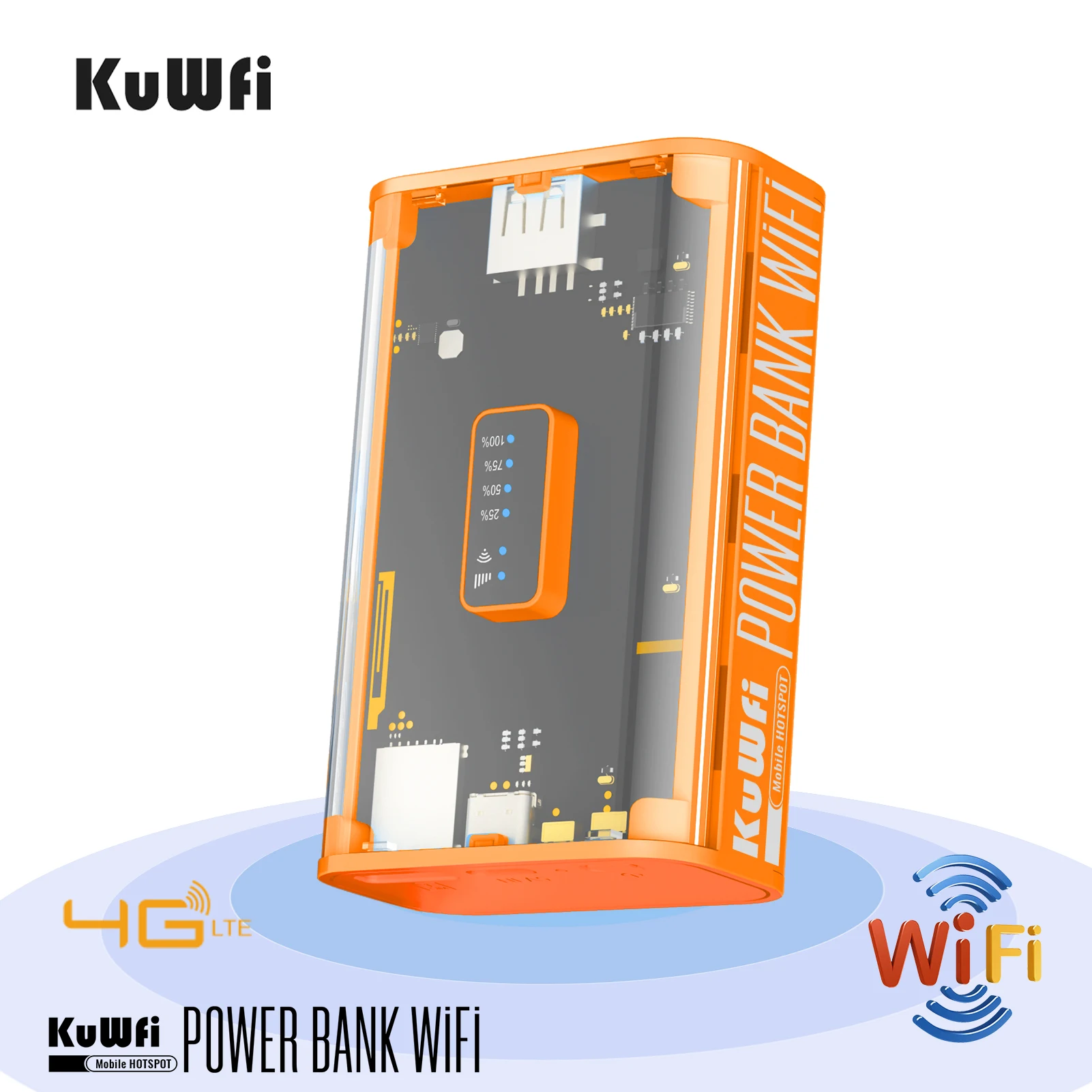 

KuWFi 4G LTE Router 150Mbps Wireless WiFi Proteble Mobile Travel Hotspot With Sim Card Slot USB Port 5200mAh Large capacity ba