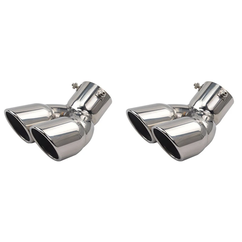 

2X Stainless Steel Cover Decor For Mitsubishi Outlander 3 Exhaust Muffler Tips Rear Tail Tailpipe End Trim 2013 - 2018