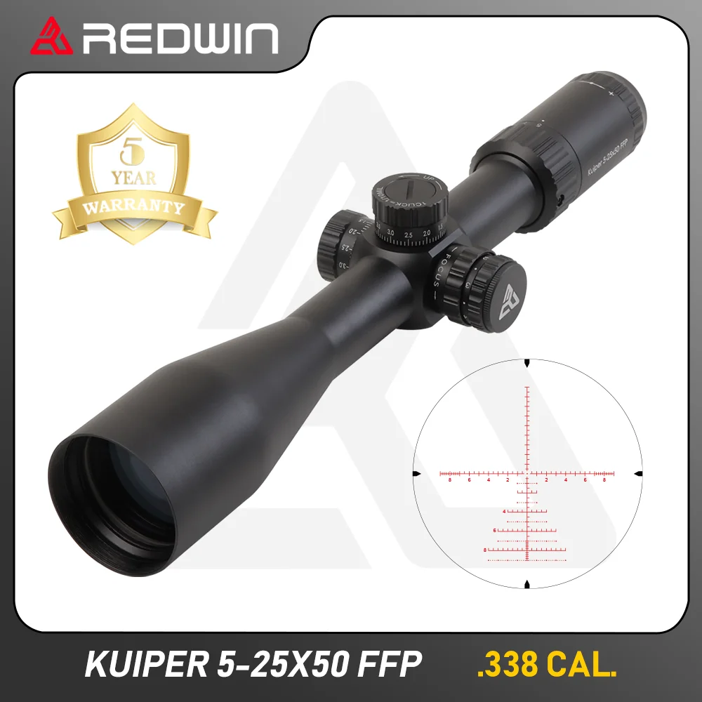 Red Win Kuiper 5-25x50 FFP Hunting Scope Tactical Hash Mil 6 Gears Illuminated 10 Yds Focus 1/10Mil Adjust Zero Lock Hold .338
Red Win Kuiper 5-25x50 FFP Hunting Scope Tactical Hash Mil 6 Gears Illuminated 10 Yds Focus 1/10Mil Adjust Zero Lock Hold .338