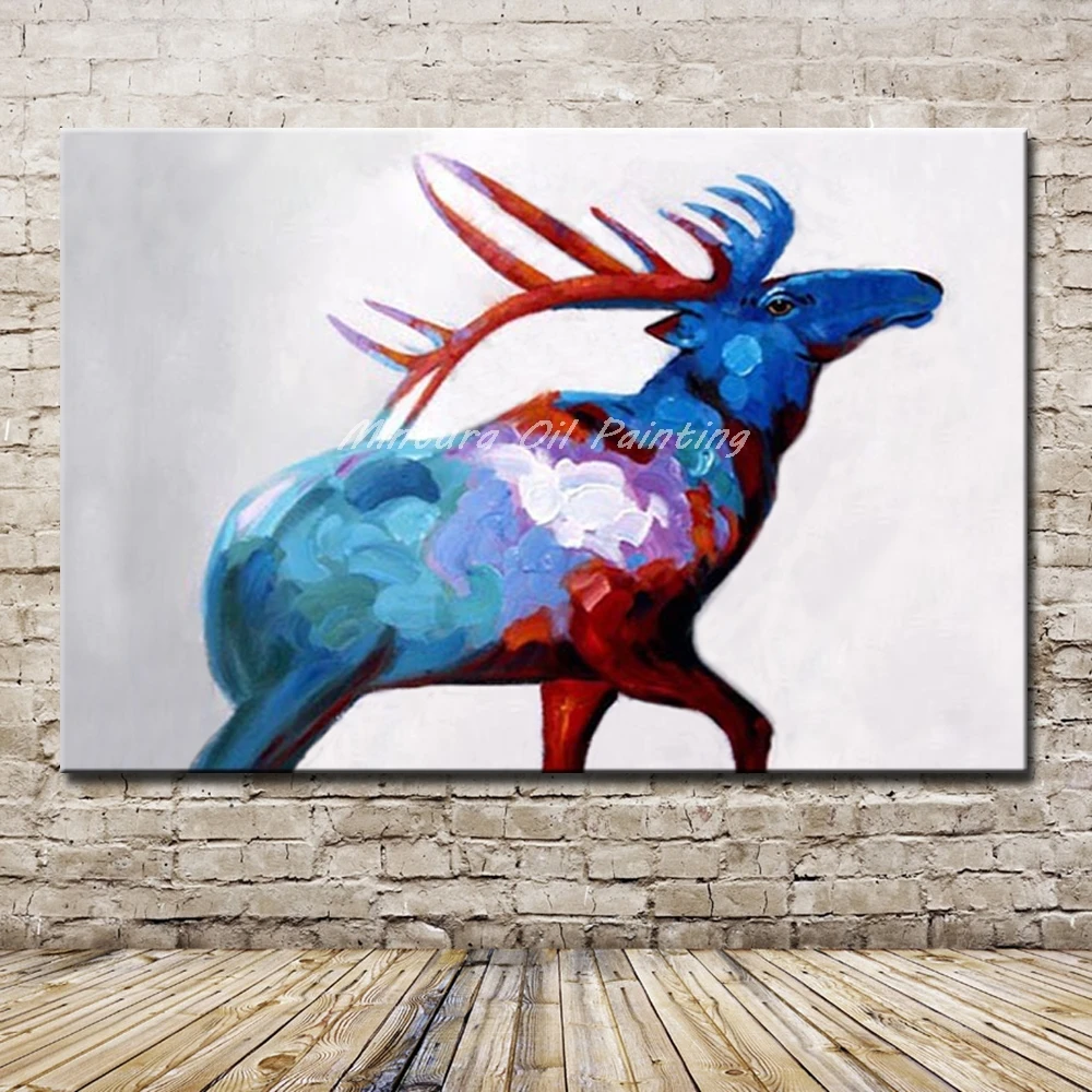 

Mintura,Frameless Picture Painting Handpainted Wall Art Milu Deer Animal Oil Paintings on Canvas,Home Decoration for Living Room