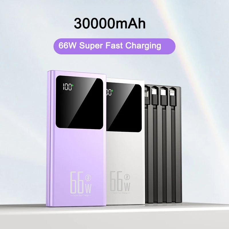 

30000mAh Power Bank 66W Fast Charging for Huawei P40 Powerbank Portable External Battery Charger for iPhone 14 13 Xiaomi Samsung