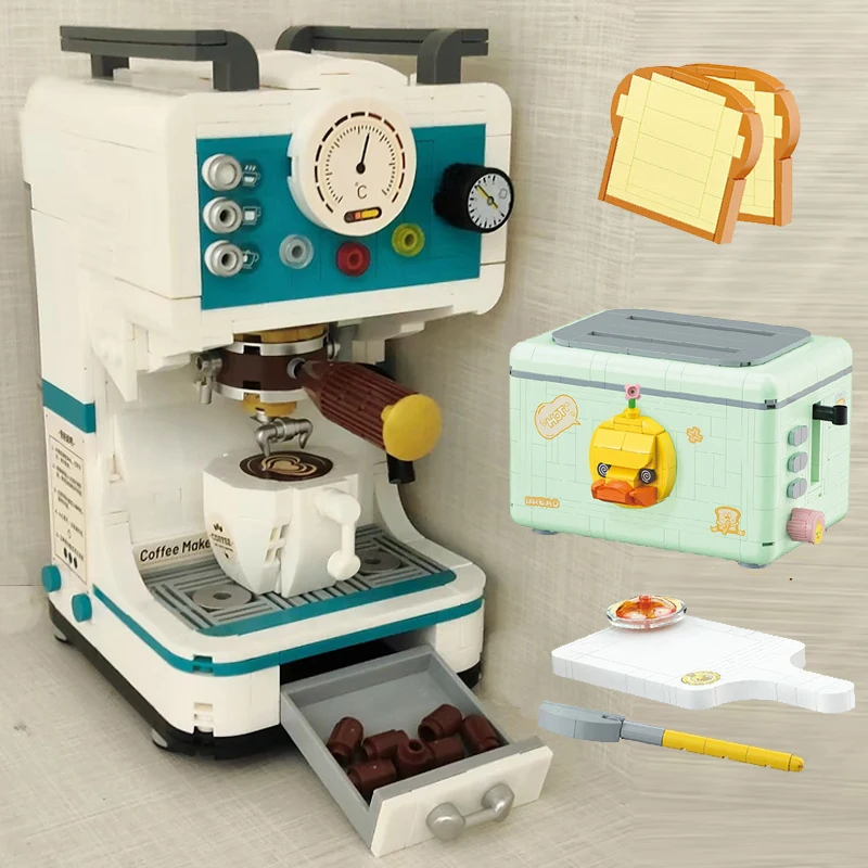 Creative Coffee Maker Modern Machine Mini Building Blocks Toaster Bread 3D Model Bricks DIY Toys For Children Girls Xmas Gifts
Creative Coffee Maker Modern Machine Mini Building Blocks Toaster Bread 3D Model Bricks DIY Toys For Children Girls Xmas Gifts