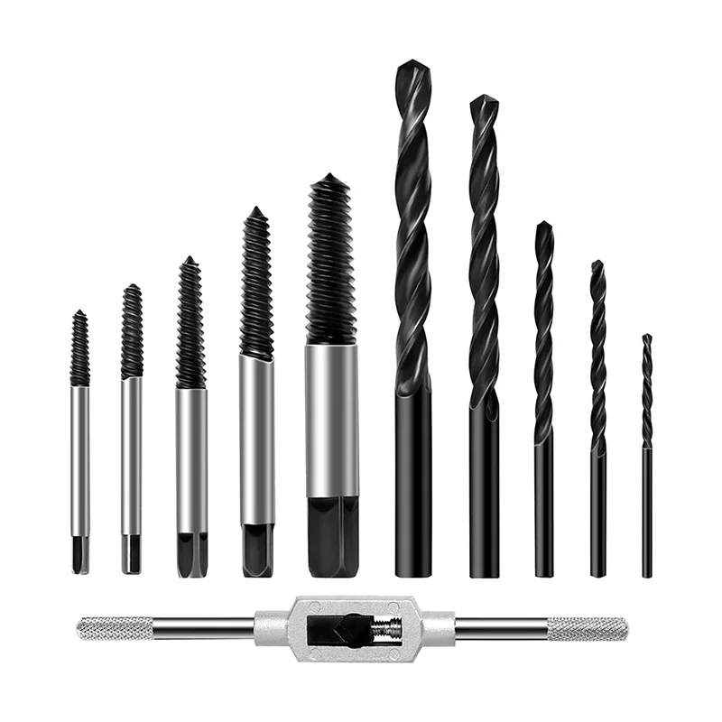 11Pcs Screw Extractor for Removing Damaged,Drills for Removing Broken Screws or Fasteners,Furniture and Renovation
11Pcs Screw Extractor for Removing Damaged,Drills for Removing Broken Screws or Fasteners,Furniture and Renovation