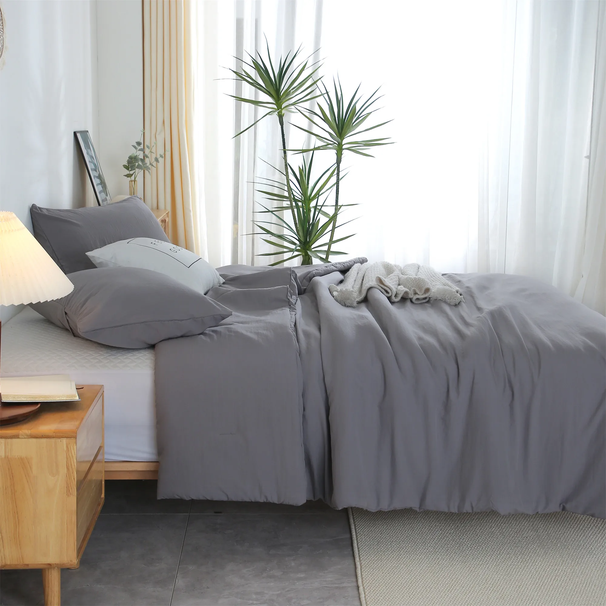 Queen/Full Set Comforter Lightweight Fluffy Bedding Down Duvet Cover Dark Gray Comfortable Bed Set with Pillow Sham
Queen/Full Set Comforter Lightweight Fluffy Bedding Down Duvet Cover Dark Gray Comfortable Bed Set with Pillow Sham