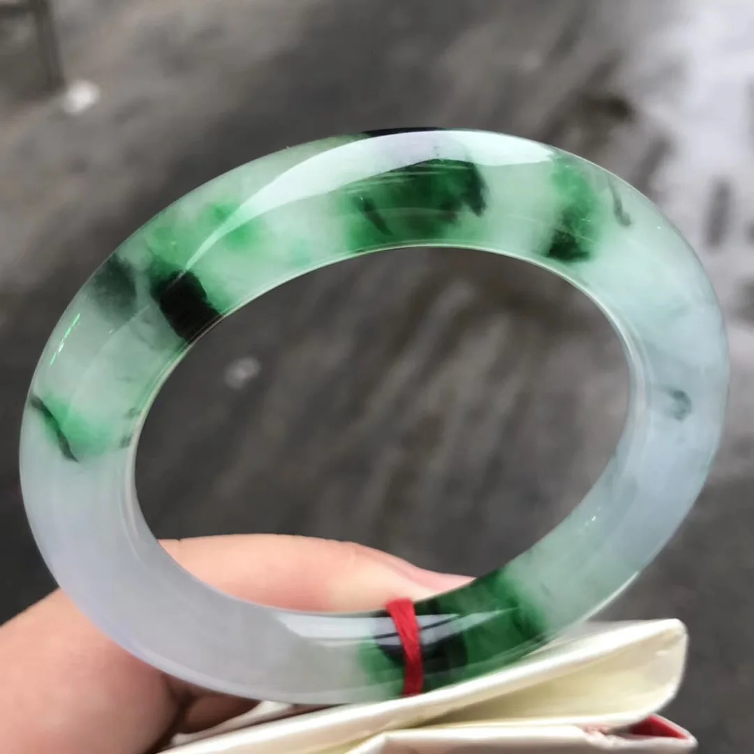 

Original Ecological Pattern Jade Bangle Pure Natural Ice Kind A Class Green Flower Transparent Jewelry Bracelet Accessories