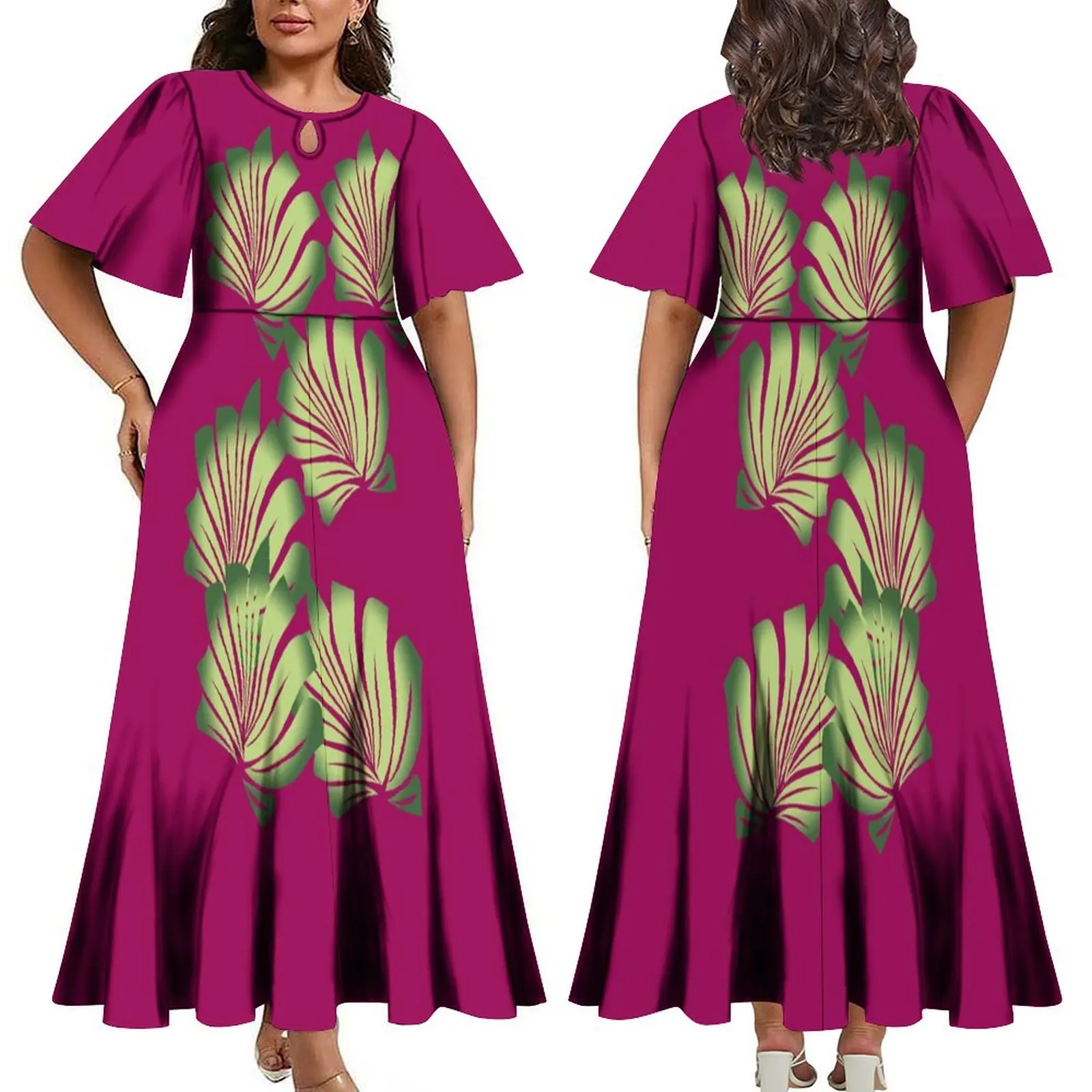 

2024 Samoa Women'S Summer Women'S Short Sleeve Dress Polynesian Tribe Custom Print Fashion Party Maxi Dress