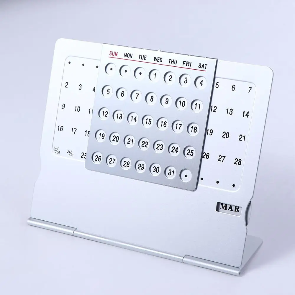 Adjustable Metal Desktop Calendar Creative Mini Ultra-thin Super Perpetual Unique 100 Years English Room Decoration Calendars
Adjustable Metal Desktop Calendar Creative Mini Ultra-thin Super Perpetual Unique 100 Years English Room Decoration Calendars