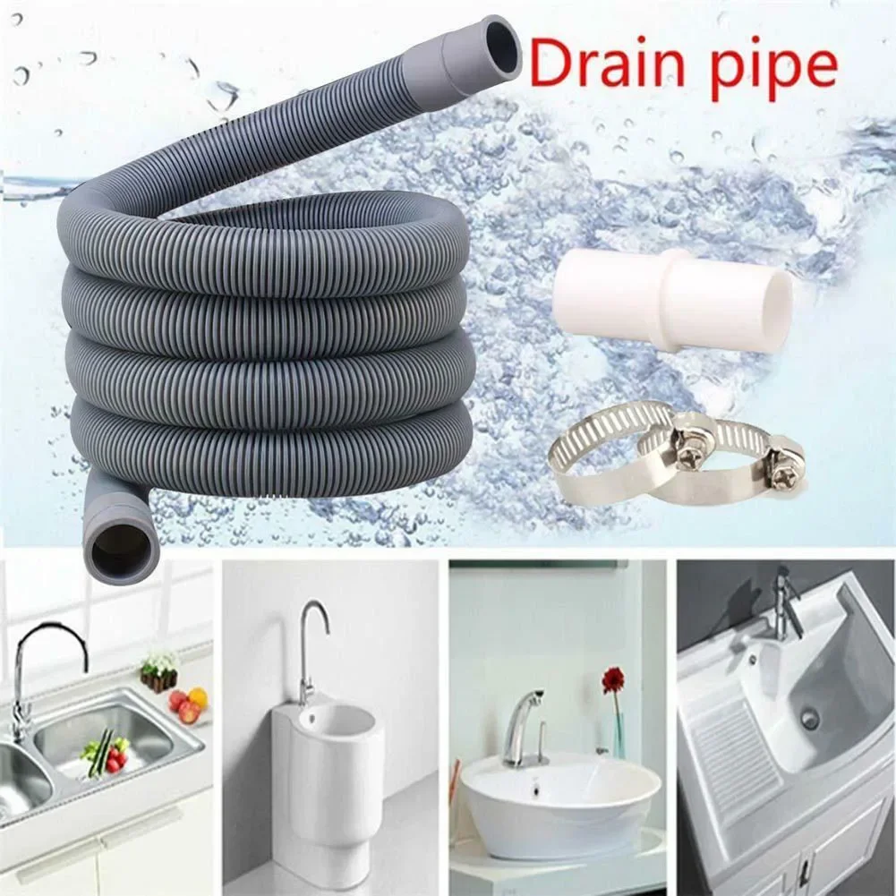 Universal PP 100cm Drain Pipe Washing Machine Dishwasher Drain Waste Hose Extension Pipe Connector Clamps Kit U-shaped Drainer
Universal PP 100cm Drain Pipe Washing Machine Dishwasher Drain Waste Hose Extension Pipe Connector Clamps Kit U-shaped Drainer