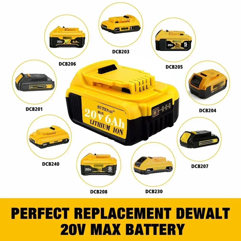 2024 Upgrade DCB200 20V 6000mAh Battery , charger For Dewalt 18V DCB184 DCB200 DCB182 DCB180 DCB181 DCB182 DCB201 Tools Battery
2024 Upgrade DCB200 20V 6000mAh Battery , charger For Dewalt 18V DCB184 DCB200 DCB182 DCB180 DCB181 DCB182 DCB201 Tools Battery