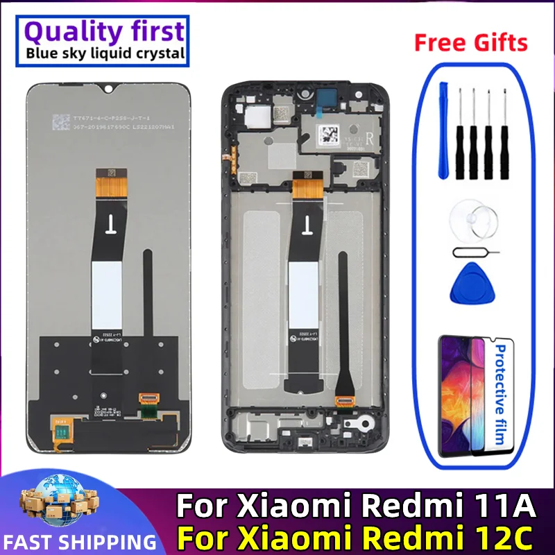 

For Xiaomi Redmi 12C 11A LCD 23053RN02A Original With frame Mobile Phone Display Touch Screen Digitizer Assembly Replacement