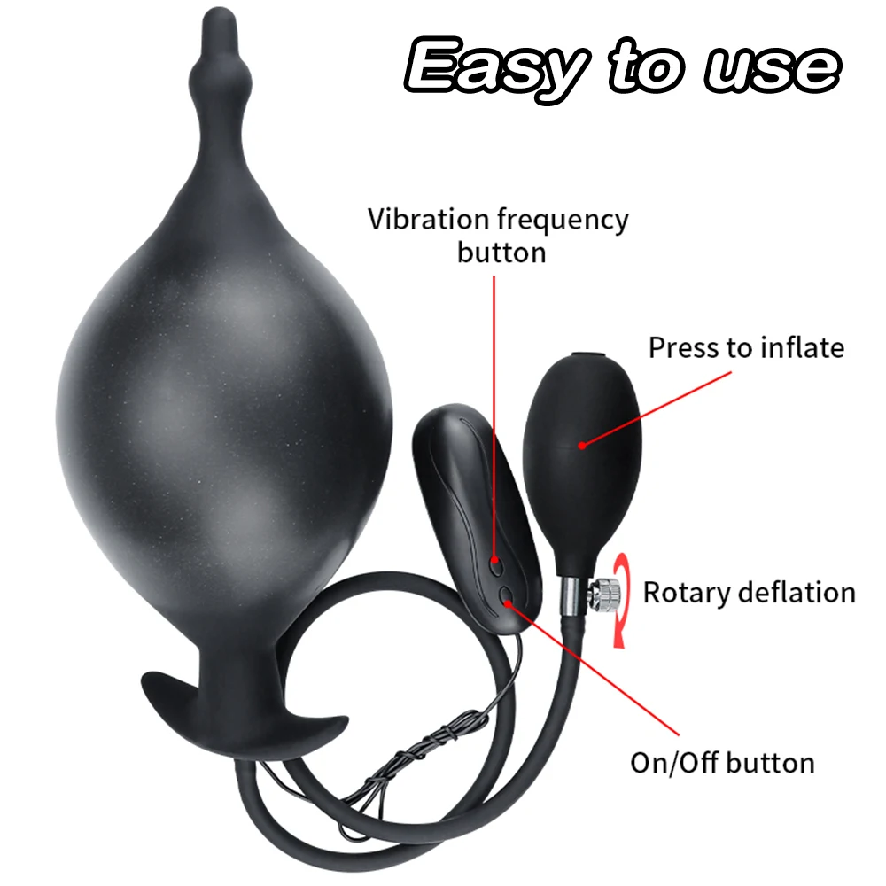 IkSex Toy-Vibromasseur Gonflable en Silicone, Énorme Grand Plug Anal, Pompe à Gode, Dilatateur Anal, Ohio eur de Prostate Extensible 4