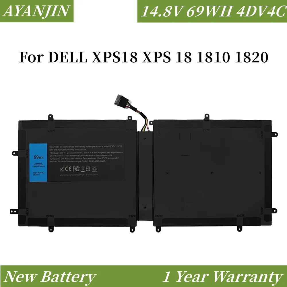 New Battery 4DV4C D10H3 14.8V 69WH Laptop Battery for DELL XPS18 XPS 18 1810 1820 Series 63FK6
New Battery 4DV4C D10H3 14.8V 69WH Laptop Battery for DELL XPS18 XPS 18 1810 1820 Series 63FK6