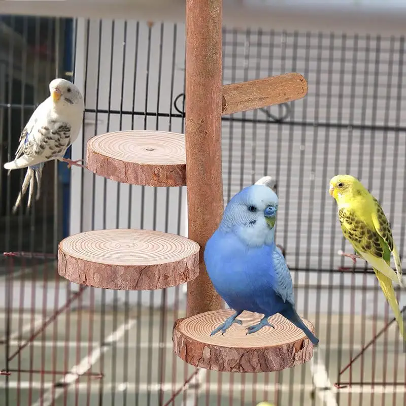 

Wooden Birds Cage Perch Parakeets Parrots Hanging Cage Branch Perch Portable Parrot Toys Stand Holder Easy To Install Bird Stand