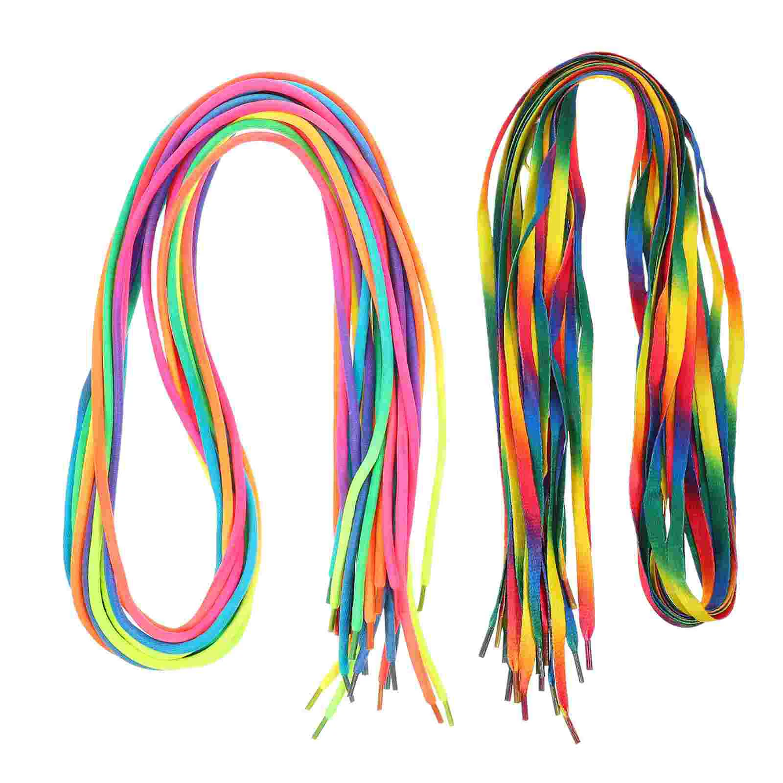 

10 Pairs Shoelace Rainbow Trainer Laces Gradient Color Colorful Shoelaces Flat Round Sneaker