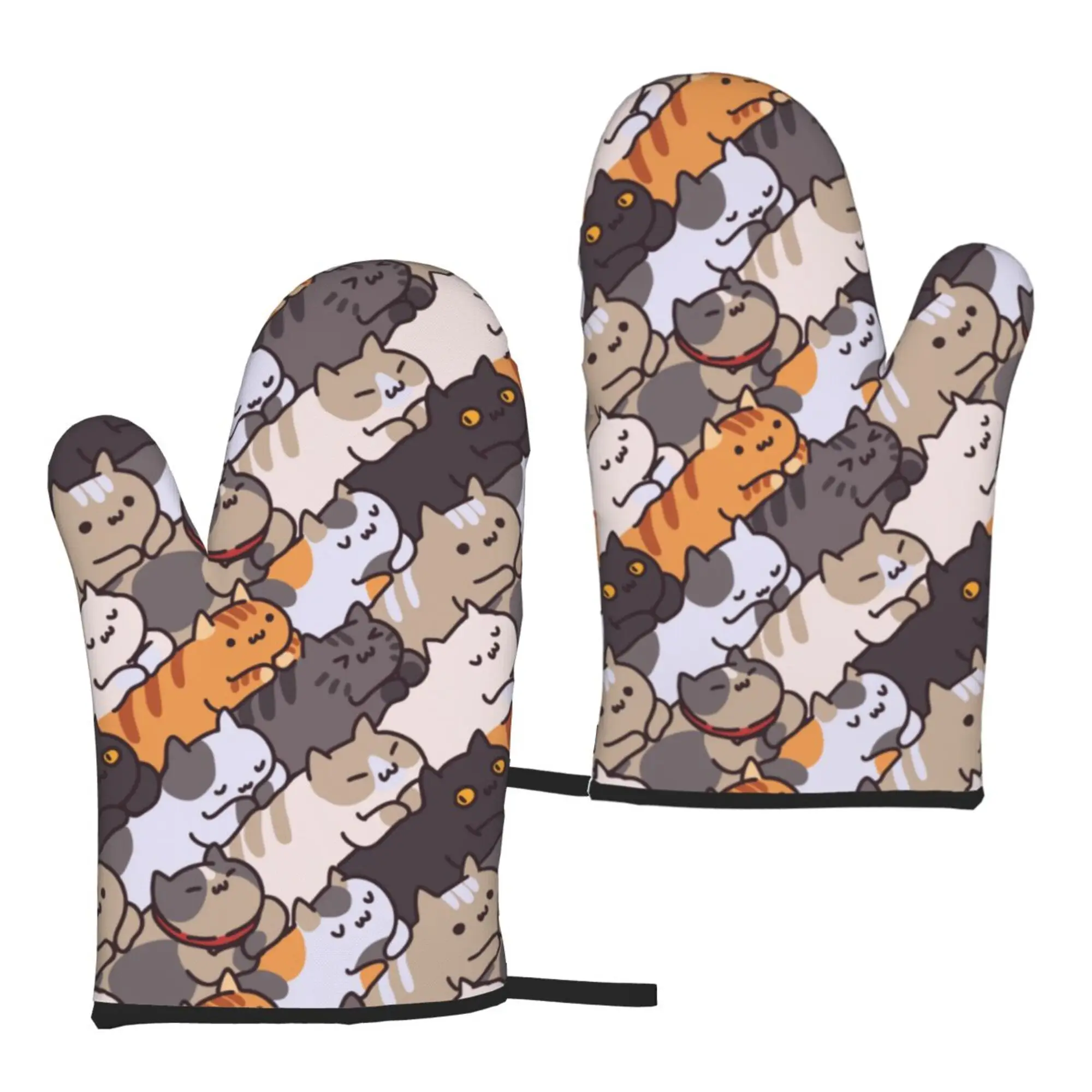 

Oven Gloves 2pcs Cartooon Cats Oven Mitts Microwave Gloves Baking Oven Gloves Heat Resistant for Kitchen Bbq Cooking Grilling