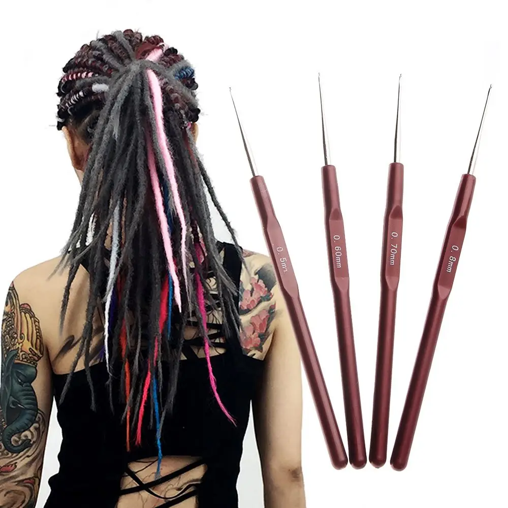 

4pcs/set High Quality Hair Accessories Beauty Plastic Handle Dreadlock Crochet Needles Hook Needle Micro Hook Hair Making Tools