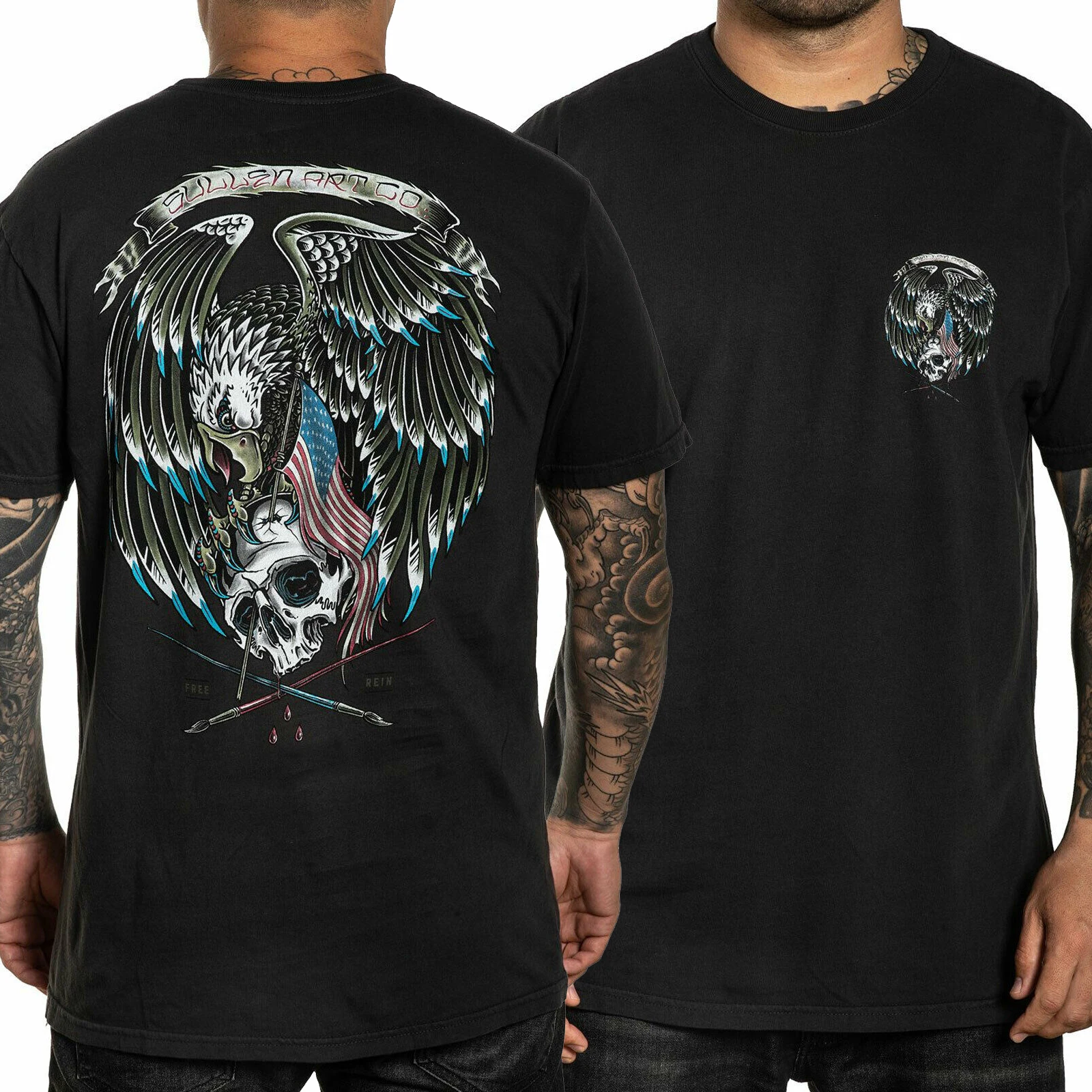 Bald Eagle Skull Flag Tattoo Free Reign Hip-hop Rock T Shirt New 100% Cotton Short Sleeve O-Neck T-shirt Casual Mens Top
Bald Eagle Skull Flag Tattoo Free Reign Hip-hop Rock T Shirt New 100% Cotton Short Sleeve O-Neck T-shirt Casual Mens Top