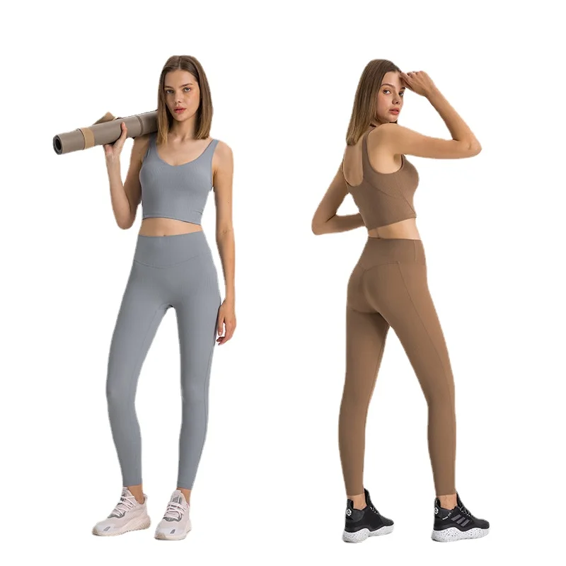 

Ribbed Yoga Pants High Waisted Gym Leggings Sport Women Fitness Seamless Female Legging Tummy Control Running Training Tights