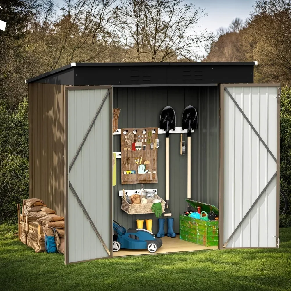 Outdoor Storage Shed 6x4FT All Weather Metal Garden Shed with Lockable Double Doors for Garden Tools, Toys and Sundries, Brown
Outdoor Storage Shed 6x4FT All Weather Metal Garden Shed with Lockable Double Doors for Garden Tools, Toys and Sundries, Brown