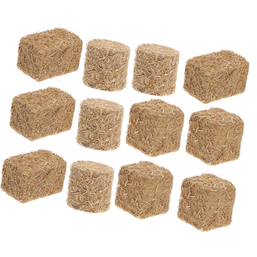 

4/8/12pcs Mini Hay Bales Rustic Miniature Farm Haystack Stackable Fake Hay Blocks Dollhouse Decoration