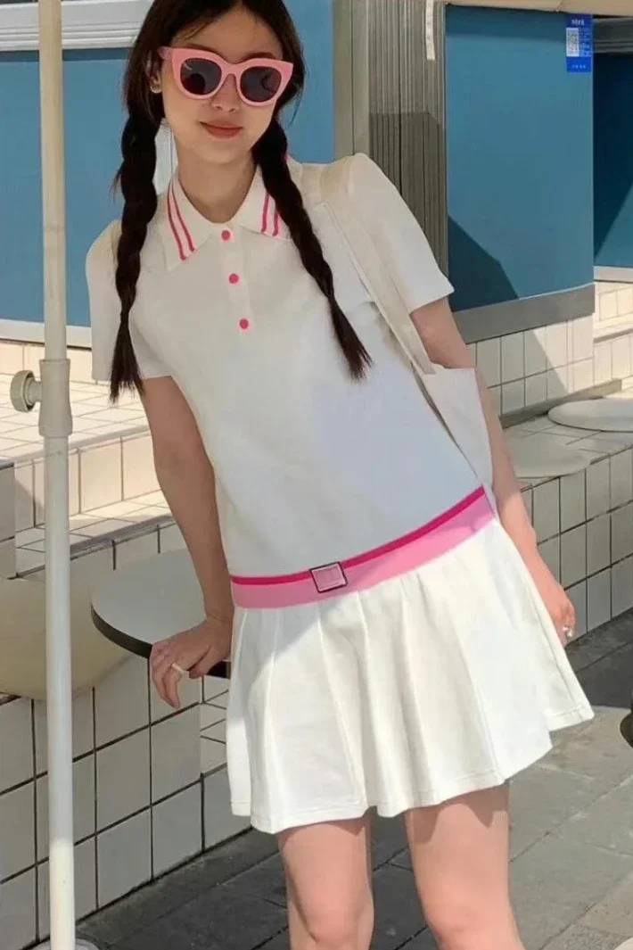 151366 Fashion Classic Trendy Luxury Design Summer New College Style Low Waist Contrast Pleated Polo Short Sleeve Dress M5
151366 Fashion Classic Trendy Luxury Design Summer New College Style Low Waist Contrast Pleated Polo Short Sleeve Dress M5