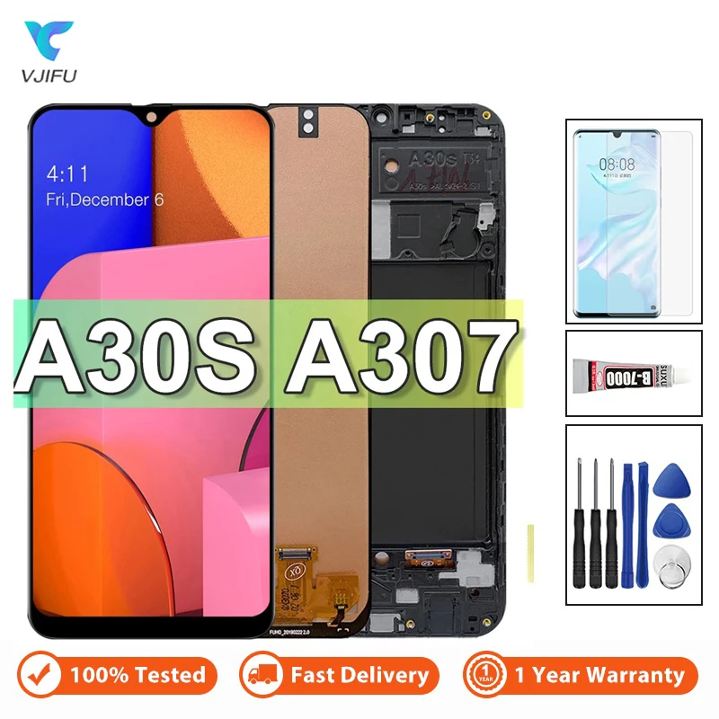 

Дисплей для Samsung Galaxy A30S A307, ЖК-дисплей с сенсорным экраном и дигитайзером в сборе с рамкой для Samsung A30s, A307, A307F, A307G, A307YN