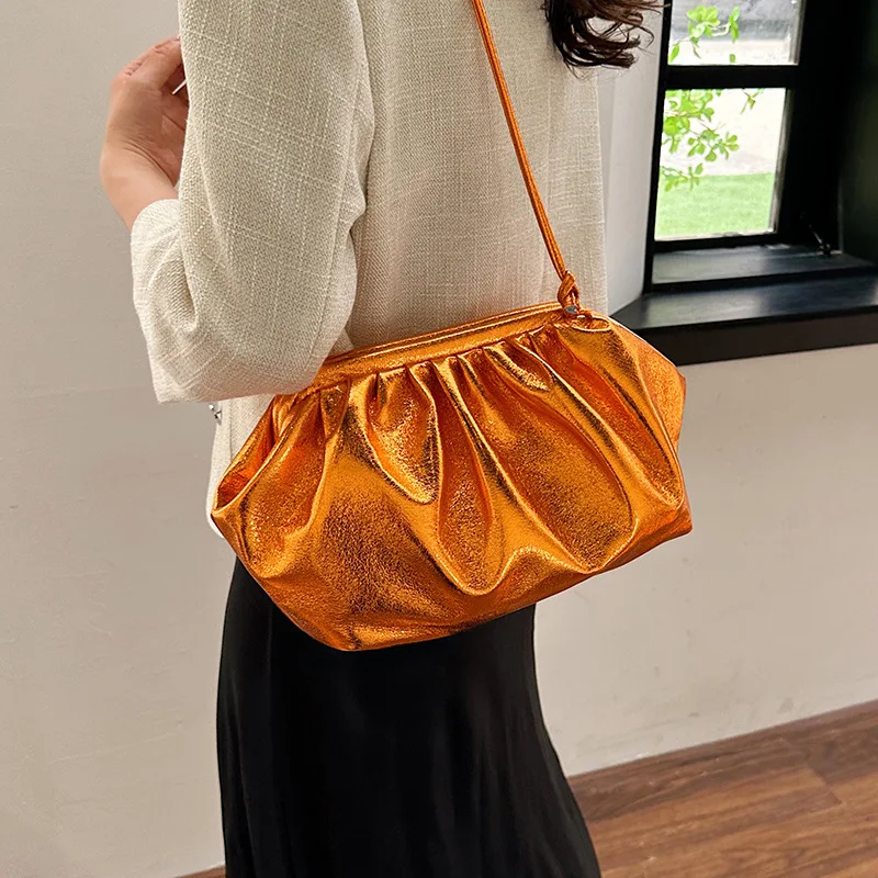 

Летние модные оранжевые, синие, серебряные сумочки, мягкая сумка через плечо из искусственной кожи в форме ракушки, женская маленькая сумка-Кроссбоди