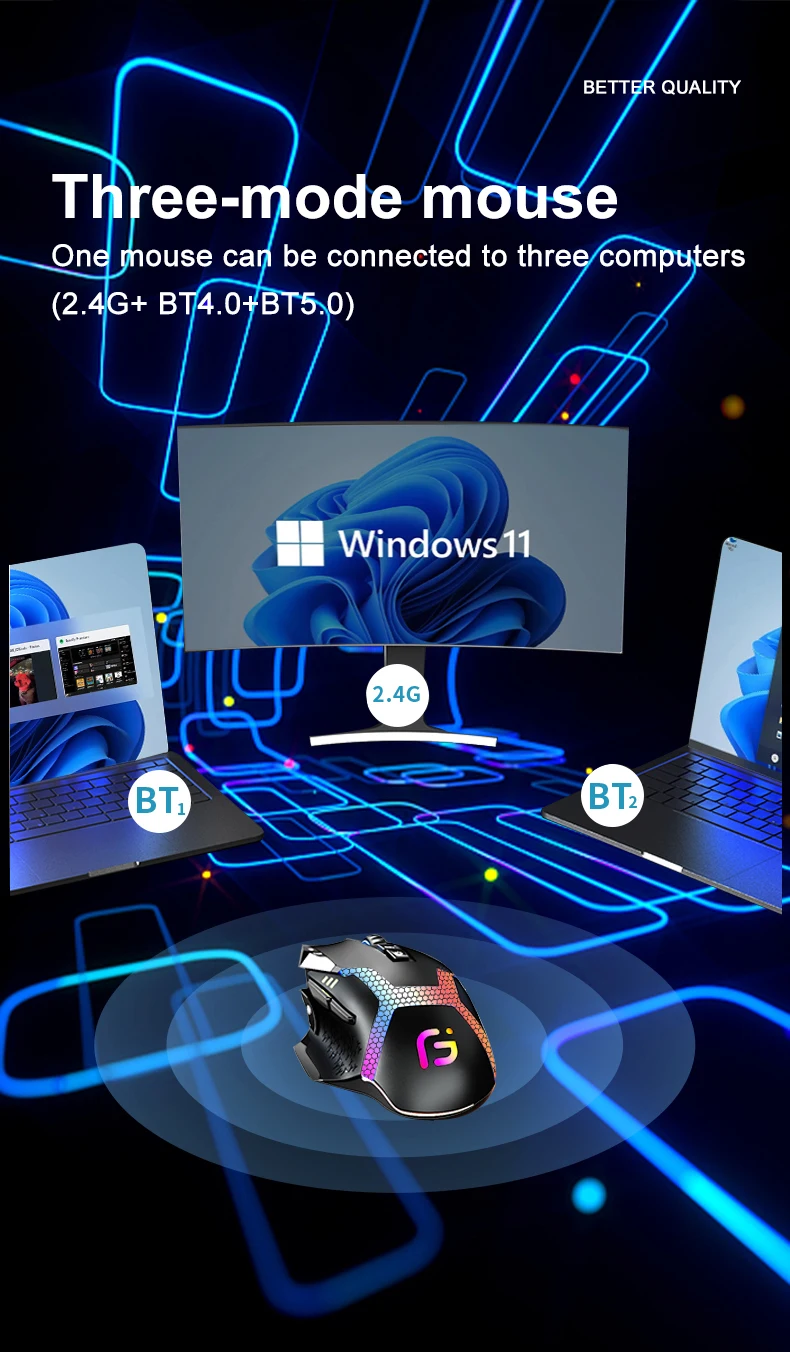 KuWfi 2.4GHz Wireless Mouse Gaming Computer 12800 DPI Mouse Gamer USB Bluetooth 5.0 RGB Rechargeable For PC Laptop Accessories KuWfi 2.4GHz Wireless Mouse Gaming Computer 12800 DPI Mouse Gamer USB Bluetooth 5.0 RGB Rechargeable For PC Laptop Accessories