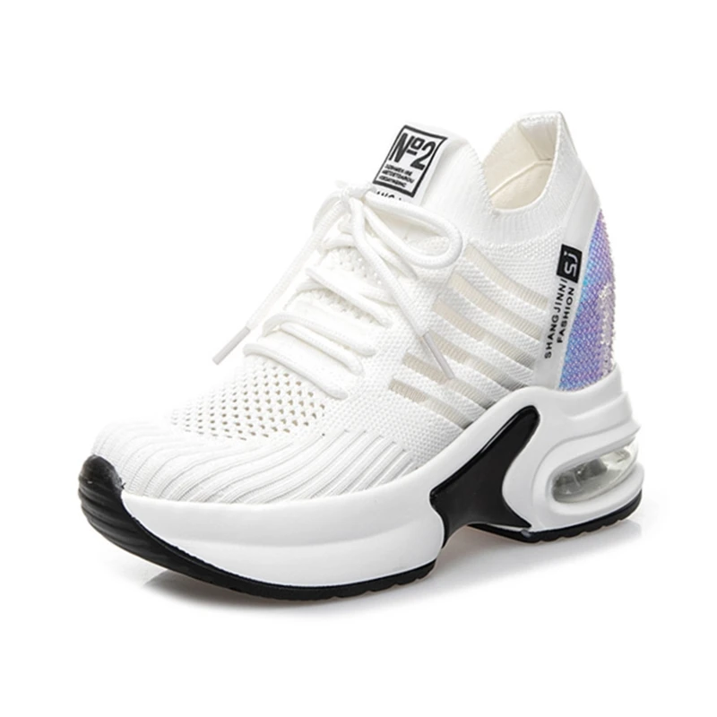 Wedge Sneakers Sneakers Verhoogde Hak Sneakers Verhoogde Hak Zwart