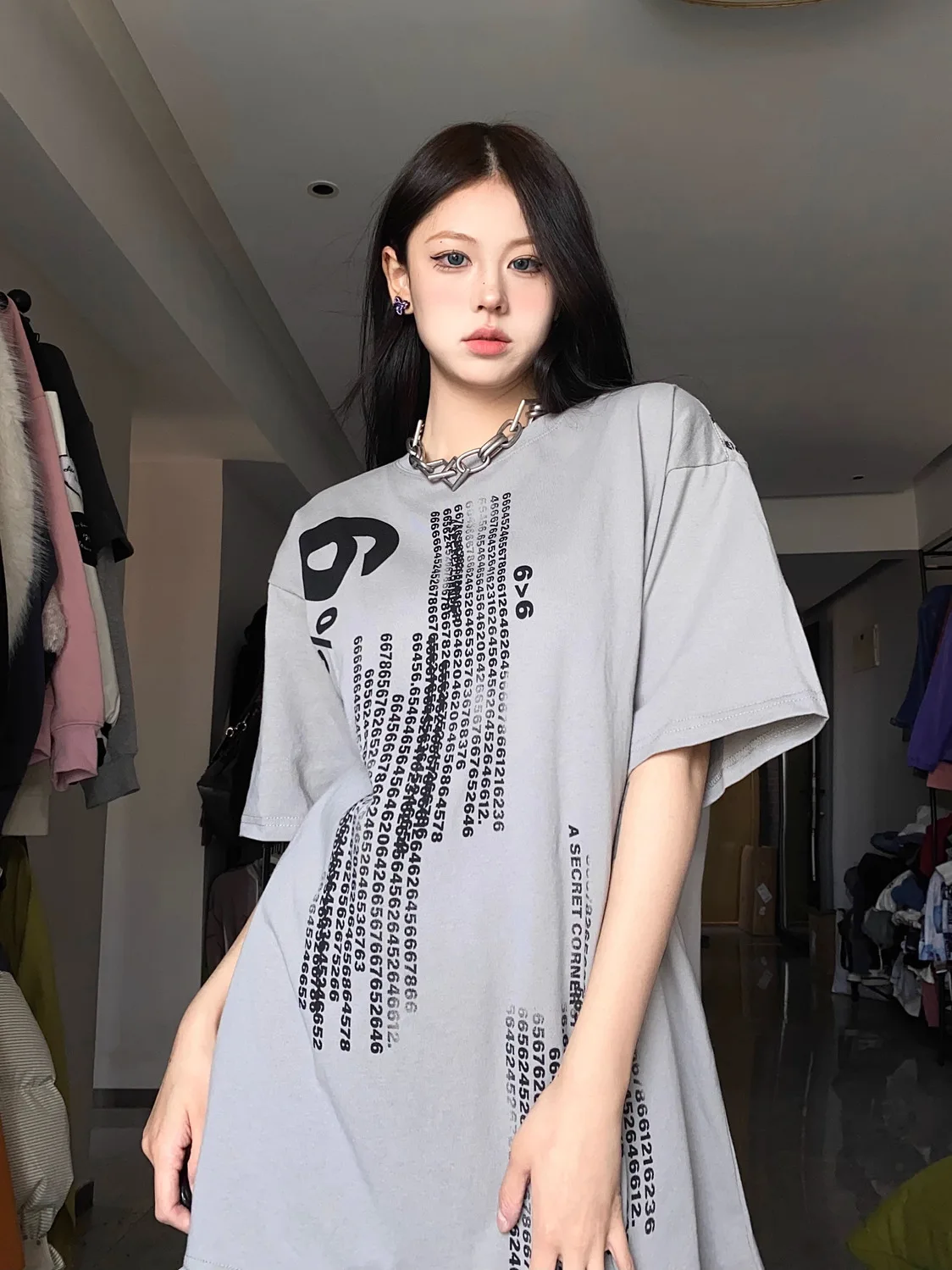 Fashion Korean heavyweight pure cotton street digital printed short sleeved t-shirt for women summer loose round neck t-shirt
Fashion Korean heavyweight pure cotton street digital printed short sleeved t-shirt for women summer loose round neck t-shirt