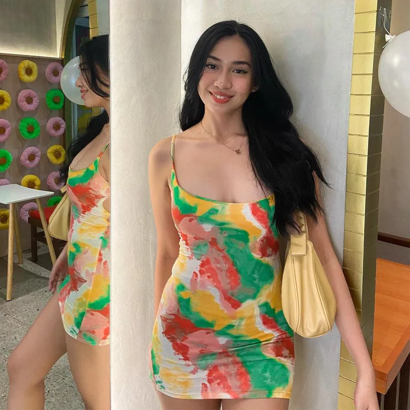 Combhasaki Women's Spaghetti Strap Short Mini Pencil Dress Sleeveless Colorful Tie Dye Print Casual Party Summer Spring Sundress
Combhasaki Women's Spaghetti Strap Short Mini Pencil Dress Sleeveless Colorful Tie Dye Print Casual Party Summer Spring Sundress