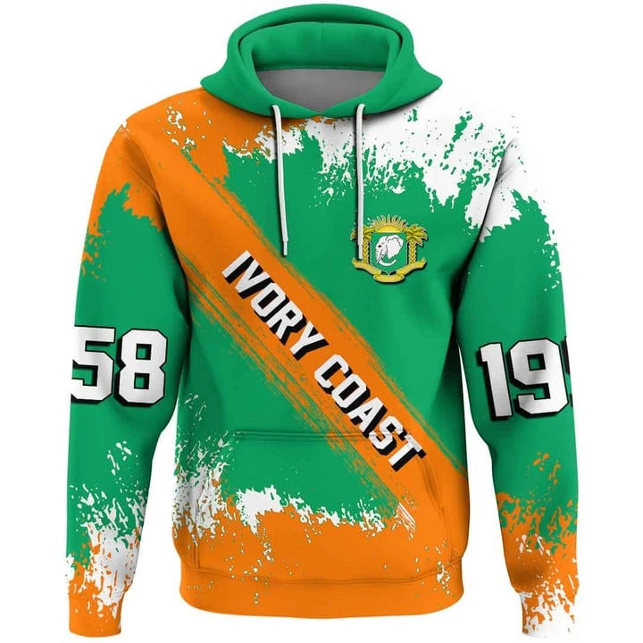 

Ivory Coast Map Flag Hoodies For Men Clothes Africa Zone National Emblem Tracksuit Animal Elephant Pullovers Women Hoody Tops