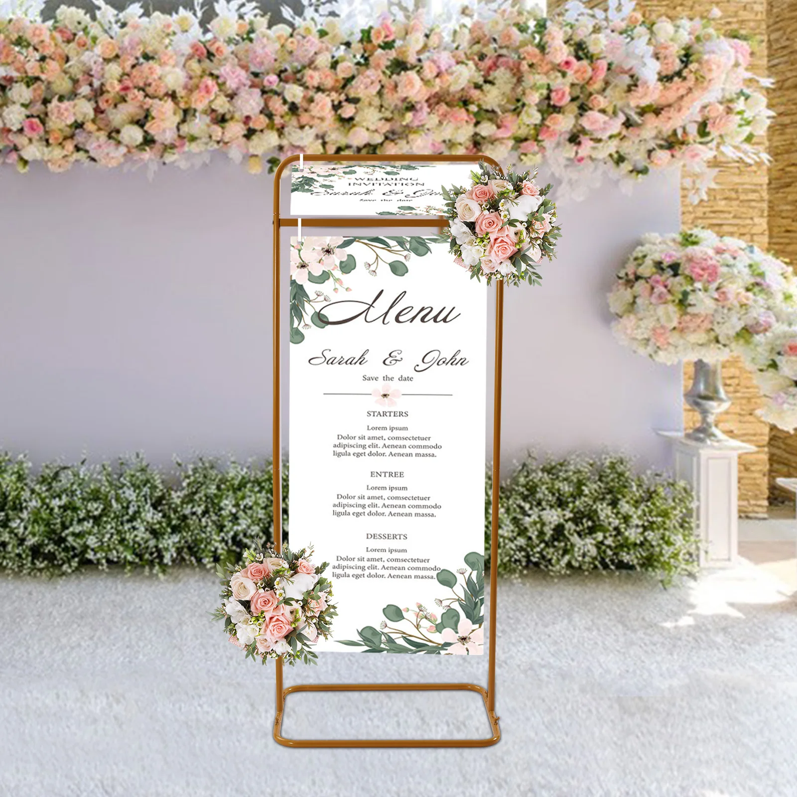 Gold Large 4.9 Feet Tall Wedding Sign Stand, Seating Chart Frame, Floral Ceremony Decorations
Gold Large 4.9 Feet Tall Wedding Sign Stand, Seating Chart Frame, Floral Ceremony Decorations