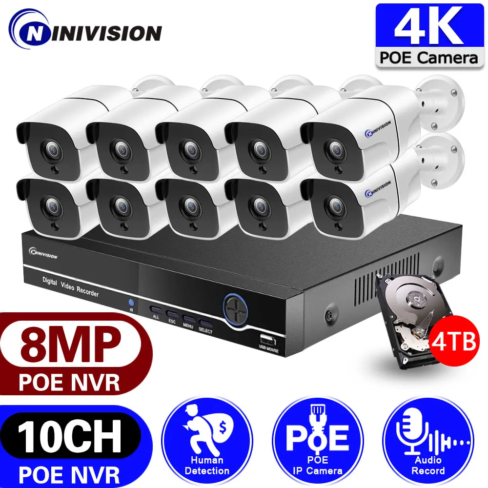 POE Security Camera System Kit 4K 8CH 10CH NVR Kit Motion Detection 8MP IP Camera Set 2 way audio CCTV Video Surveillance Set
POE Security Camera System Kit 4K 8CH 10CH NVR Kit Motion Detection 8MP IP Camera Set 2 way audio CCTV Video Surveillance Set