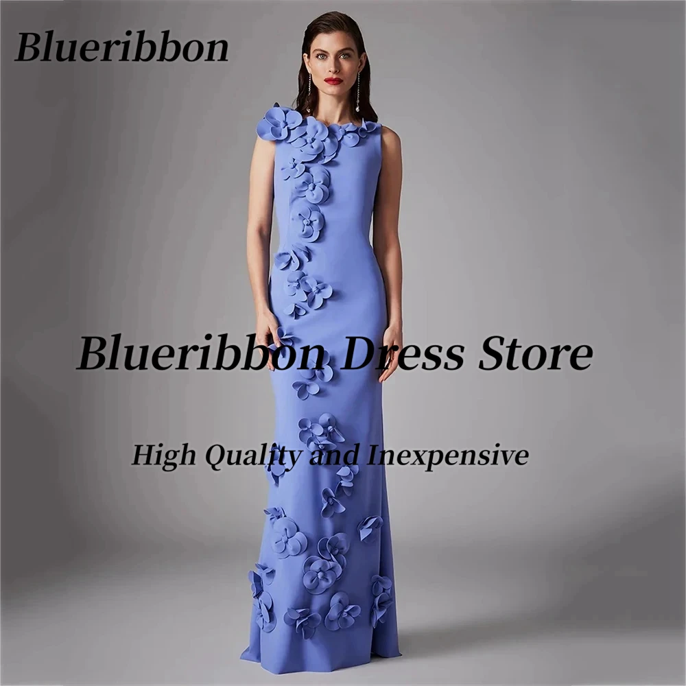 

Blueribbon Haute Couture Women Wear Long Elegant Dresses Party Evening Handmade Fowers Zipper V Backless Prom Dress