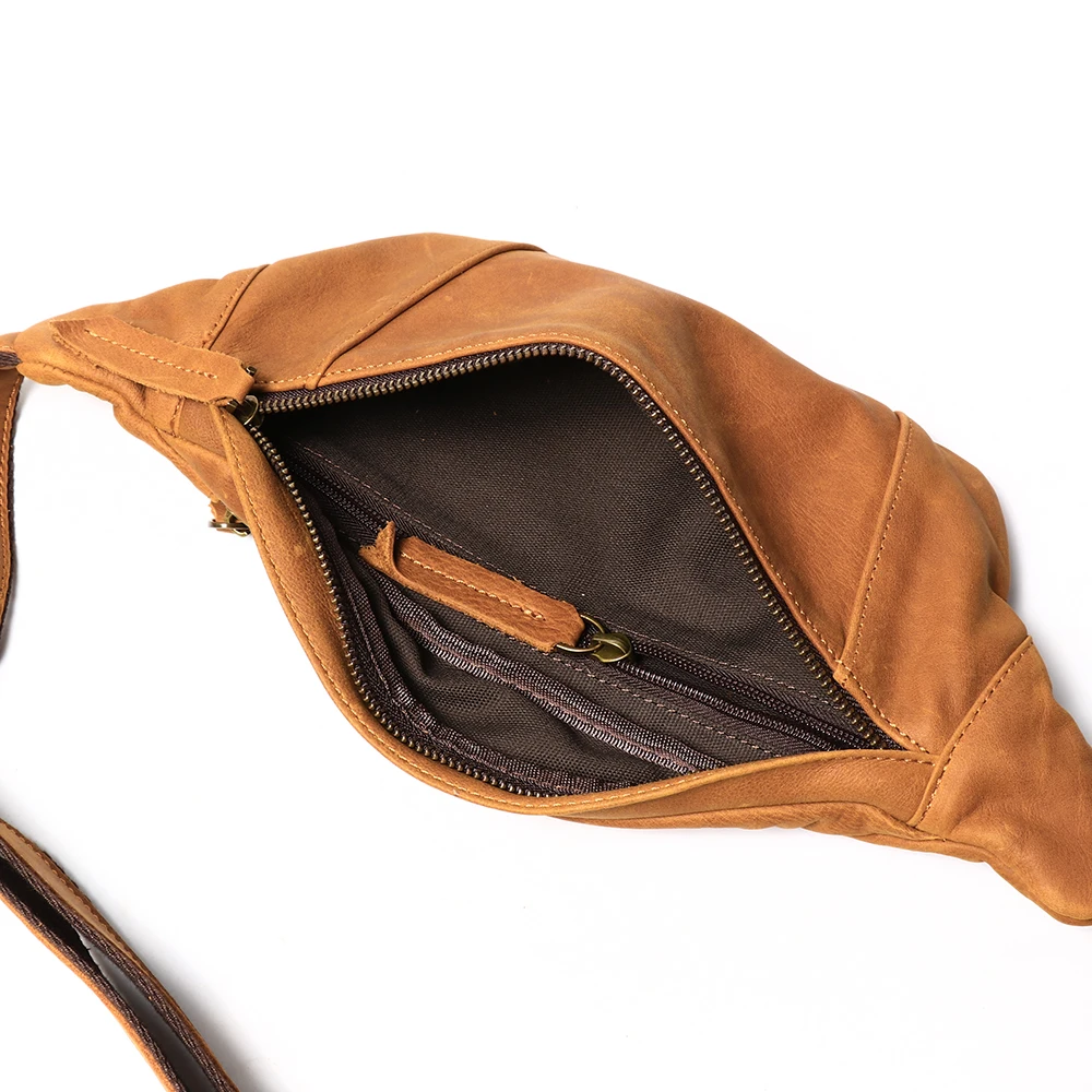 Crazy Horse Leather Waist Bag Men's Genuine Leather Crossbody Chest Pack Outdoor Sports Phone Pouch Adjustable Belt Bag Crazy Horse Leather Waist Bag Men's Genuine Leather Crossbody Chest Pack Outdoor Sports Phone Pouch Adjustable Belt Bag