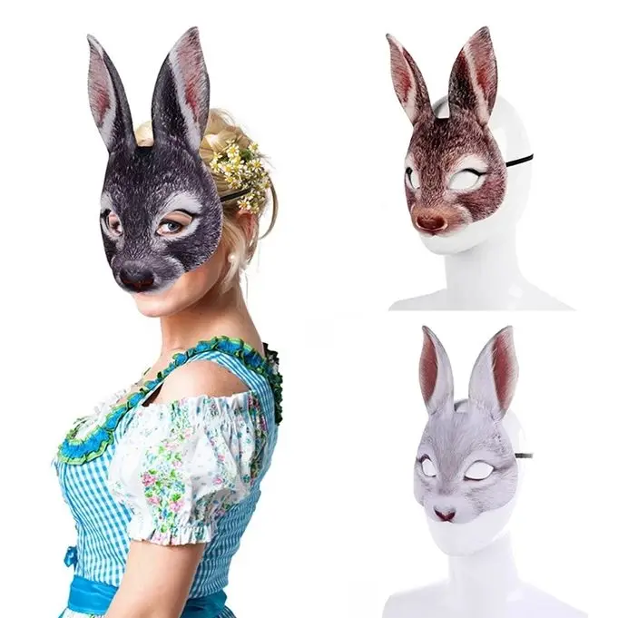 

Rabbit Mask for Adult Animal Head Masks Party Cosplay Masque Easter Carnival Masquerade Acessories Halloween Christmas Gift Prop