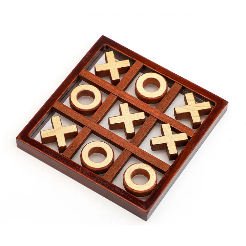 

Деревянная настольная игра для детей и родителей, шахматы XO Tic Tac Toe, забавное умное развитие искусства